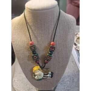 Vintage Christmas Necklace Angel Noel